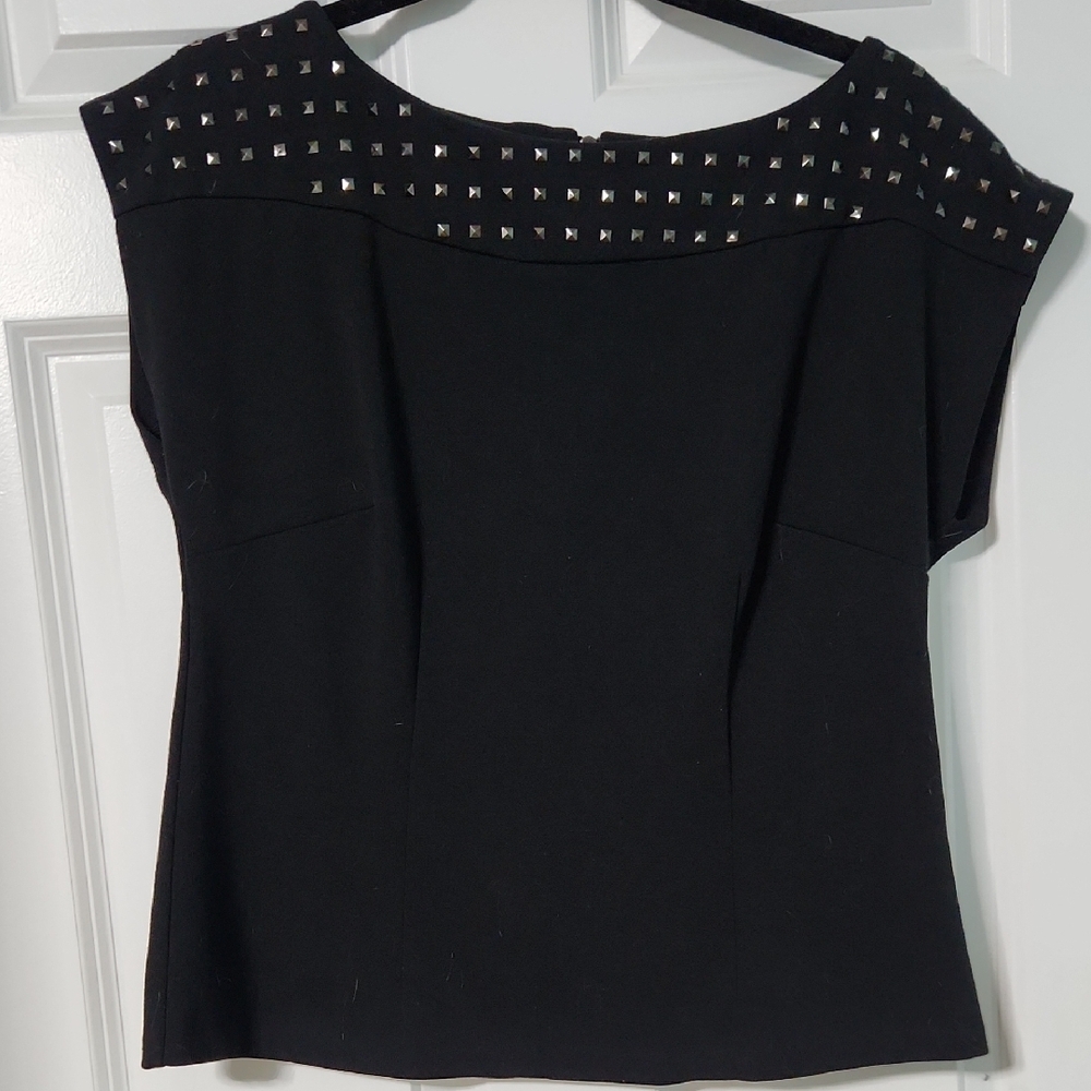 Laundry By Shelli Segal Black Embellished Fitted Blouse